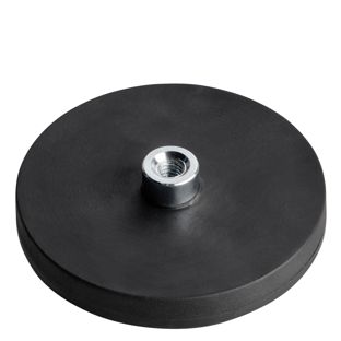 Aimants caoutchoutés avec manchon fileté noir  | 43 mm | M4 