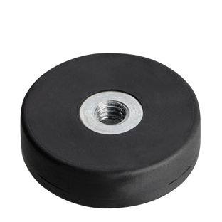 Aimants caoutchoutés avec filetage intérieur noir  | 22 mm