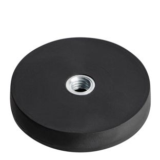 Aimants caoutchoutés avec filetage intérieur noir  | 31 mm