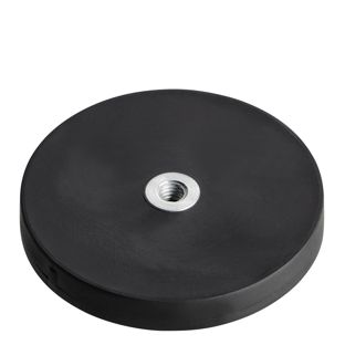 Aimants caoutchoutés avec filetage intérieur noir  | 43 mm