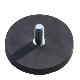 Aimants caoutchoutés avec filetage noir  | 43 mm | M6x15 mm 