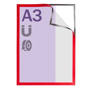 Cadre magnétique A3, auto-adhésif rouge  | autocollant sur toute la surface 