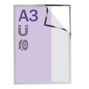 Cadre magnétique A3, auto-adhésif argent  | autocollant sur toute la surface 