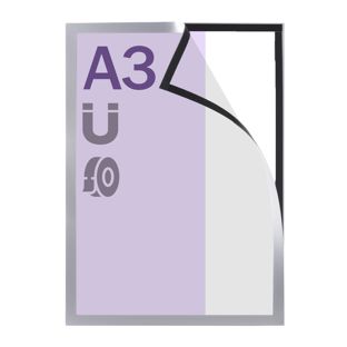 Cadre magnétique A3, auto-adhésif argent  | adhésif sur les bords (best price) 