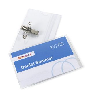 Porte-badges avec pince urban Pince combinée (aiguille et clip) | 90 x 55 mm