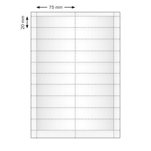 Planches d'impression, blanches Profil 20, 75 x 20 mm