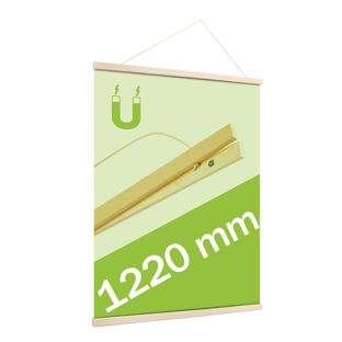 Profils porte-affiches en bois, avec cordon de suspension et fixation magnétique 1220 mm | Pin 