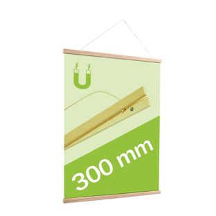 Profils porte-affiches en bois, avec cordon de suspension et fixation magnétique 300 mm | Chêne 