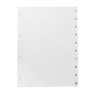 Intercalaires pour format A4, lot de 10 (1-10), blanc (1 lot) 