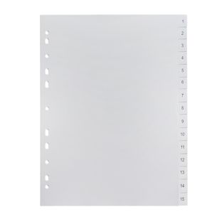 Intercalaires pour format A4, 15 eléménts (1-15), blanc (1 lot) 