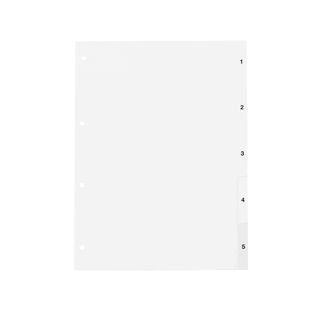 Intercalaires pour format A4, 5 eléménts (1-5), blanc (1 lot) 