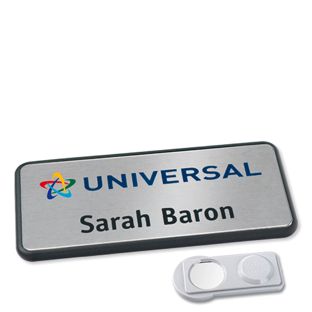 Badge nominatif Icon® « alu-complete » anthracite  | smag® aimant 