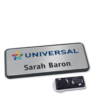 Badge nominatif Icon® « alu-complete » anthracite  | Aimant smag®, extra fort 