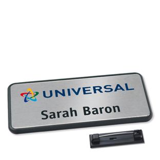 Badge nominatif Icon® « alu-complete » anthracite  | Epingle en acier inoxydable 
