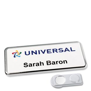 Badge nominatif Icon® « Quick Print » chrome  | smag® aimant 