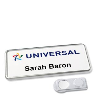 Badge nominatif Icon® « Quick Print » acier inoxydable  | smag® aimant 