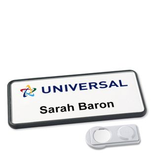 Badge nominatif Icon® « Quick Print » anthracite  | smag® aimant 