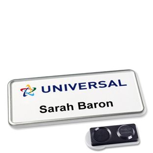 Badge nominatif Icon® « Quick Print » acier inoxydable  | Aimant smag®, extra fort 