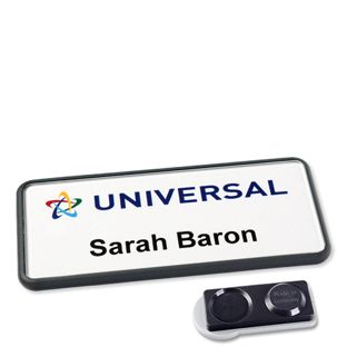 Badge nominatif Icon® « Quick Print » anthracite  | Aimant smag®, extra fort 