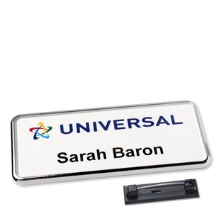Badge nominatif Icon® « Quick Print » acier inoxydable  | Epingle en acier inoxydable 