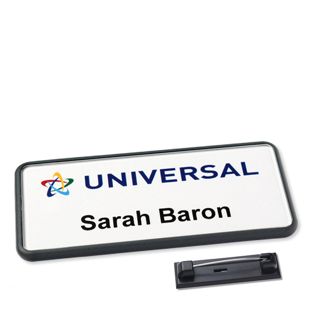 Badge nominatif Icon® « Quick Print » anthracite  | Epingle en acier inoxydable 