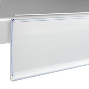 Réglette porte-étiquette DBR, adhésive, avec rebord 39 mm | 1000 mm | blanc  | à coller (ruban adhésif standard) 