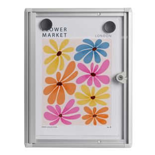 Vitrine d’affichage, intérieur, verrouillable, argentée 1x A4 