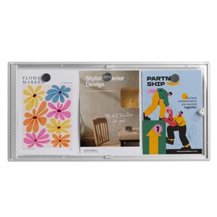 Vitrine d’affichage, intérieur, verrouillable, argentée 3x A4 