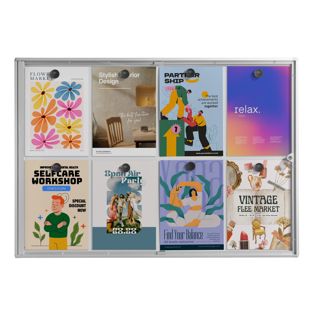 Vitrine d’affichage, intérieur, verrouillable, argentée 8x A4 