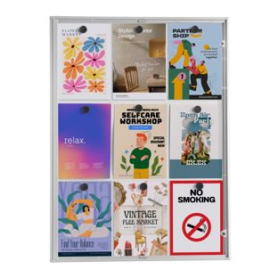 Vitrine d’affichage, intérieur, verrouillable, argentée 9x A4 