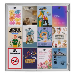 Vitrine d’affichage, intérieur, verrouillable, argentée 12x A4 