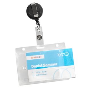 Porte-badges, plastique dur, ouverture pouce, avec yo-yo  