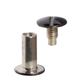 Vis de reliure, nickelé, tête avec tige filetée en noir 12 mm