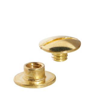 Vis de reliure, laitonné 3.5 mm | écrou avec trou, vis fendue 