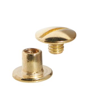 Vis de reliure, laitonné 5 mm | écrou lisse, vis fendue 