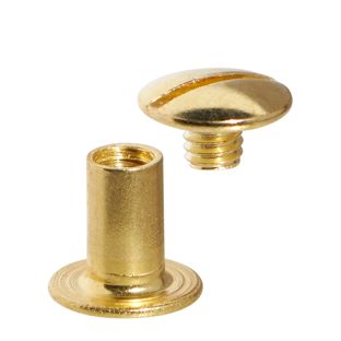 Vis de reliure, laitonné 8 mm | écrou lisse, vis fendue 