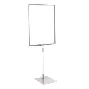 Cadre pour affiche avec pied et support (kit) A3 gris  | surface d'appui: gris  | Tige aluminium téléscopique ajustable de 350- 550 mm 