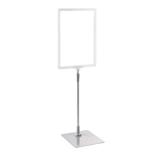 Cadre pour affiche avec pied et support (kit) A4 transparent  | surface d'appui: gris  | Tige aluminium téléscopique ajustable de 350- 550 mm 