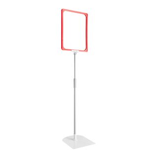 Cadre pour affiche avec pied et support (kit) A4 rouge  | surface d'appui: noir  | Tige aluminium téléscopique ajustable de 350- 550 mm 
