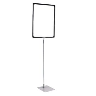 Cadre pour affiche avec pied et support (kit) A3 noir  | surface d'appui: gris  | Tige aluminium téléscopique longueur 600 - 900 mm 