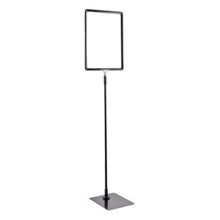 Cadre pour affiche avec pied et support (kit) A4 noir  | surface d'appui: noir  | Tige aluminium téléscopique longueur 600 - 900 mm 