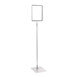 Cadre pour affiche avec pied et support (kit) A5 gris  | surface d'appui: gris  | Tige aluminium téléscopique longueur 600 - 900 mm 