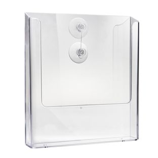 Porte-brochures mural avec ventouses, polystyrène, transparent PTJ1, 1 x A4 