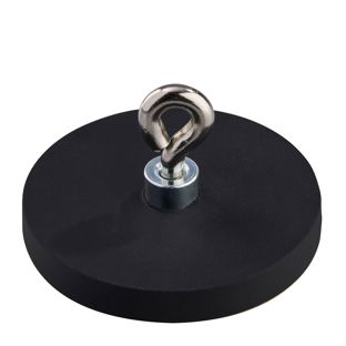 Aimant caoutchouté avec œillet 43 mm | noir 