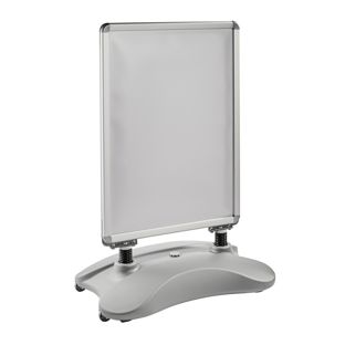 Stop-trottoir A1 STORM-STOP Lite avec réservoir d'eau, résistant au vent, profil 32 mm, coins arrondis argent 