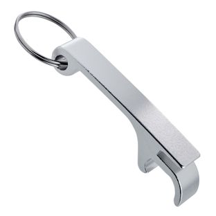 Porte-clés décapsuleur avec ouvre-canette argent 