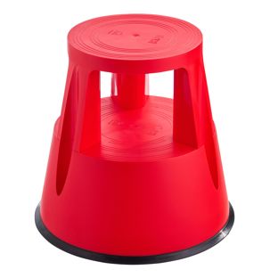 Tabouret roulant, en plastique, 2 marches rouge 