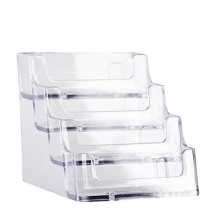 Porte-cartes de visite, 4 compartiments, format paysage, transparent 