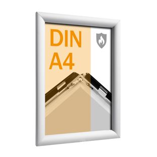 Cadre clic-clac ignifuge A4 avec certificat de classement au feu B-s1, d0 