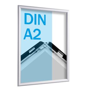 Cadre clic-clac rabattable, aluminium, A2 argent  | 25 mm | En onglet 